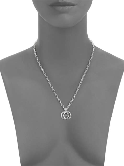 gucci silver britt interlocking g sterling silver pendant necklace|interlocking g silver groumette bracelet.